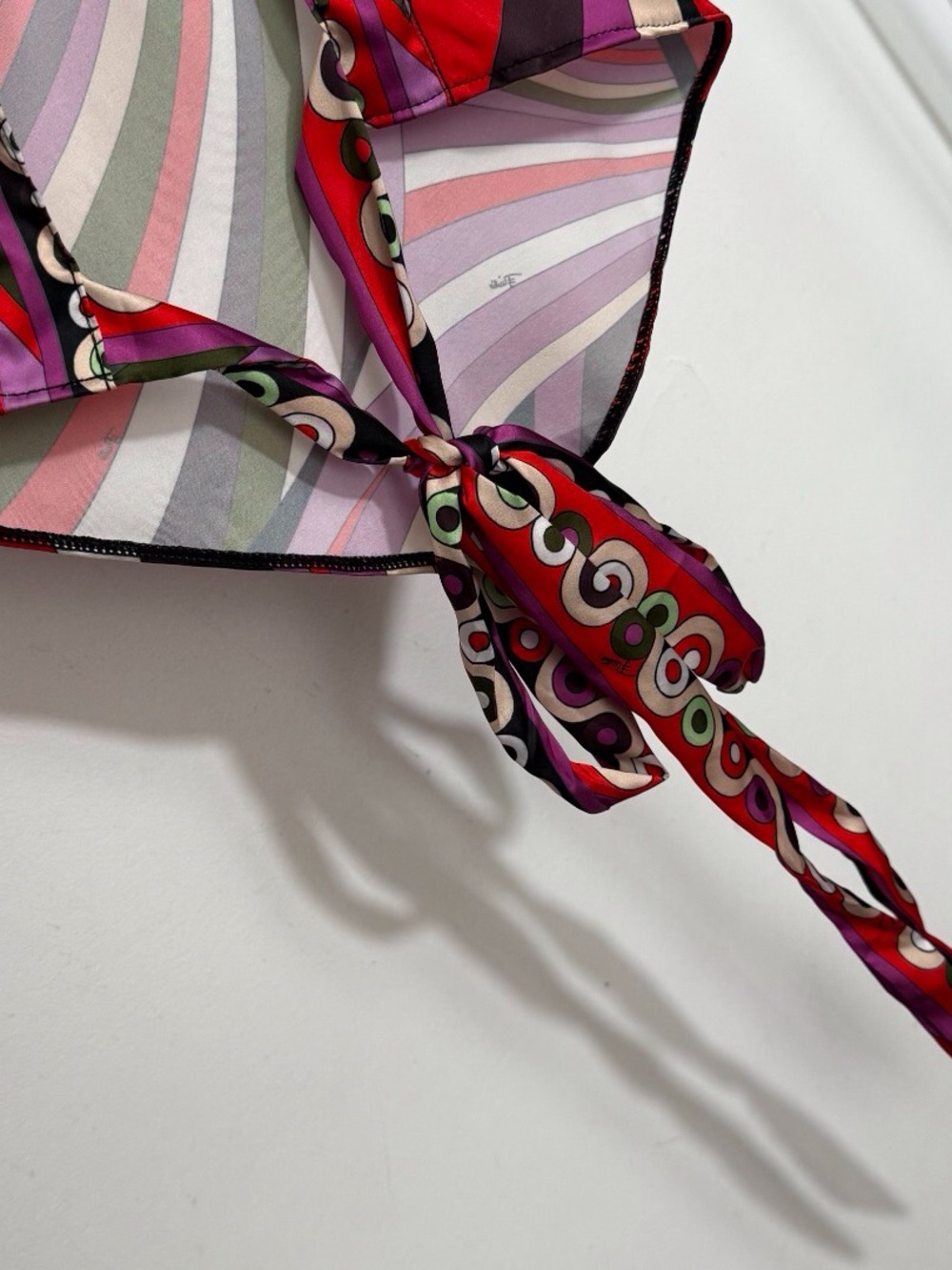 Emilio Pucci Multicolor Striped Halter Silk Scarf Top - Picture 5 of 8
